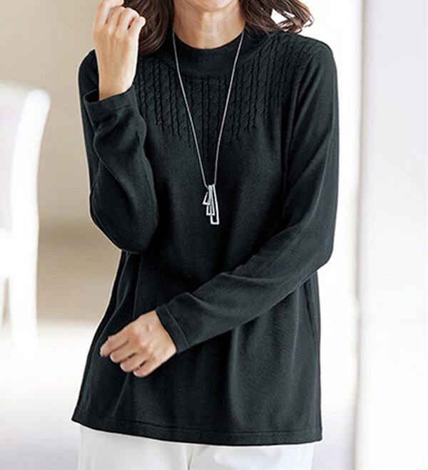 BELLUNA（ベルーナ）の「配色切替ケーブル柄ニットアンサンブル（アンサンブル）」｜詳細画像