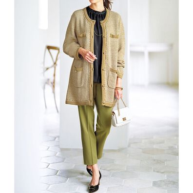 BELLUNA（ベルーナ）の「ＯＮでもＯＦＦでも着回せる！ツイード風ニットジャケット（その他ジャケット）」