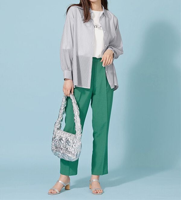 BELLUNA（ベルーナ）の「シアーストライプ素材ベーシックシャツ（シャツ）」｜詳細画像