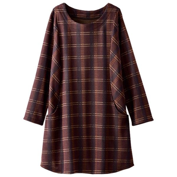 BELLUNA（ベルーナ）の「ジャカード素材ポケットデザインチュニック（チュニック）」｜ラズベリー系
