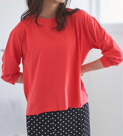 RANAN（ラナン）の「【選べる袖丈】＜BC＞綿100％プチハイネックＴシャツ（カットソー）」