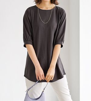BELLUNA（ベルーナ）の「汗ジミ対策！ギャザー使いチュニック（チュニック）」｜詳細画像