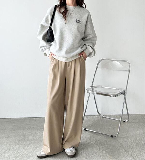 GeeRA（ジーラ）の「着心地抜群！ハイウエストダブルタックワイドパンツ（フルレングスパンツ）」｜詳細画像