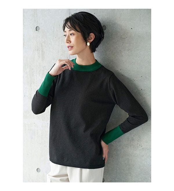 BELLUNA（ベルーナ）の「ラメ入り配色ニットプルオーバー（ニット・セーター）」｜詳細画像