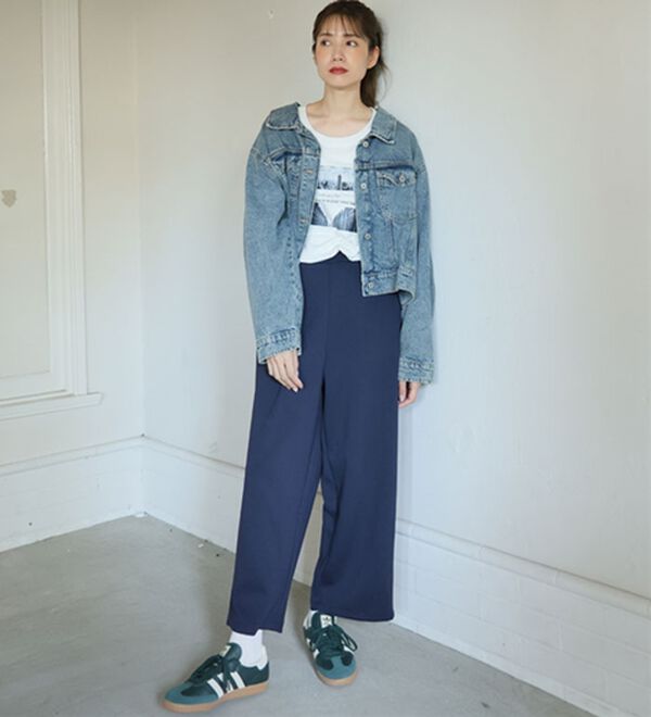 A HAPPY MARILYN（アハッピーマリリン）の「【Ｌ～６Ｌ】丈が選べる 脚痩せ ポンチ カーブパンツ ストレッチ ワイドパンツ（ワイドパンツ・ガウチョ）」｜詳細画像