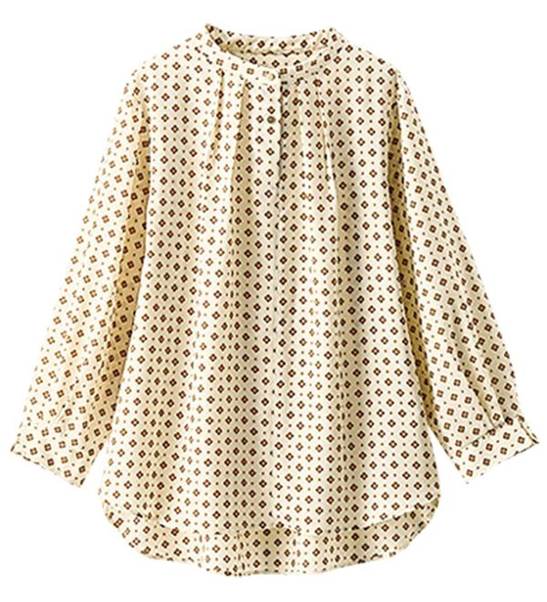 BELLUNA（ベルーナ）の「金ボタン使い華やぎ小紋ブラウス（ブラウス）」｜詳細画像