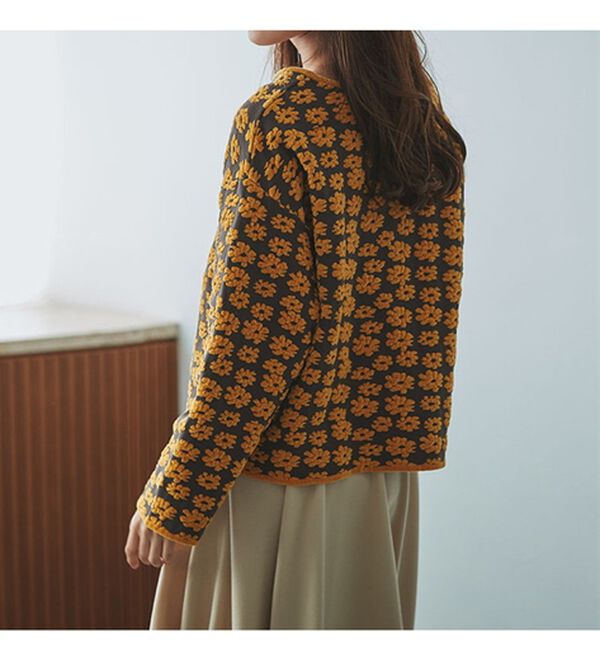 RANAN（ラナン）の「レトロフラワージャカードカーディガン（ニットカーディガン）」｜詳細画像