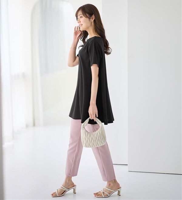 alotta（アロッタ）の「【接触冷感】さらっと快適！高見えフレアーロングチュニックＴシャツ（チュニック）」｜詳細画像