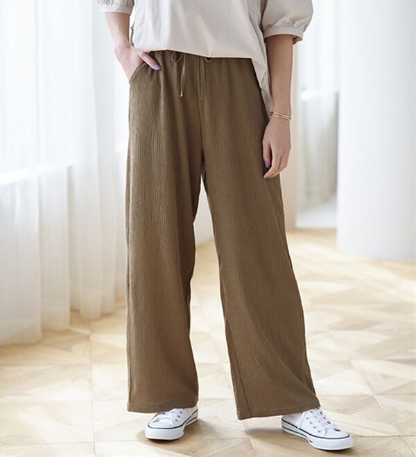 BELLUNA（ベルーナ）の「楊柳サラサラ素材イージーパンツ（フルレングスパンツ）」｜詳細画像