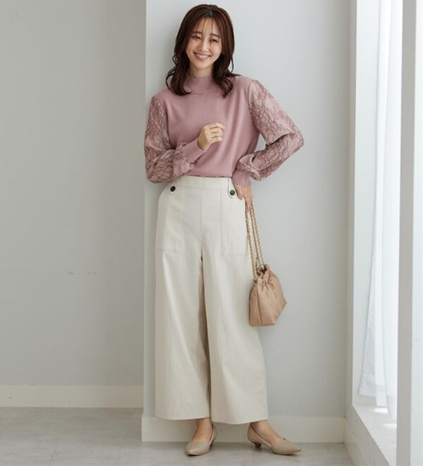 BELLUNA（ベルーナ）の「《快適Ｌａｂ．》サラもち！快適ビンテージ調素材ワイドパンツ（ワイドパンツ・ガウチョ）」｜詳細画像