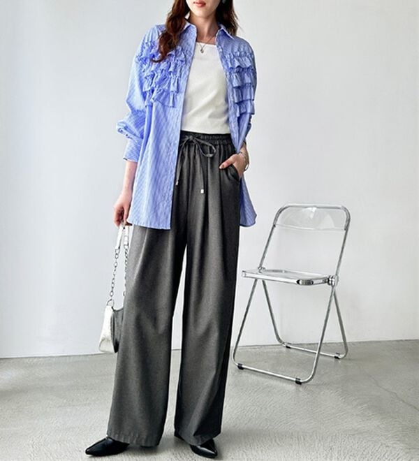 GeeRA（ジーラ）の「ウールライクダブルタックイージーパンツ（フルレングスパンツ）」｜詳細画像