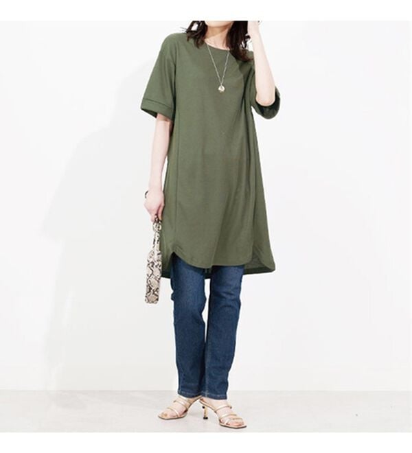 BELLUNA（ベルーナ）の「かのこ素材裾ラウンドチュニックワンピース（チュニックワンピース）」｜詳細画像