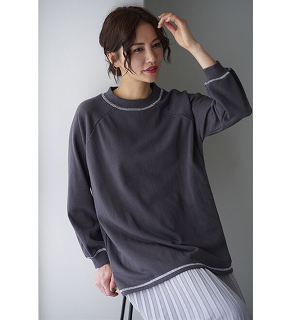 BELLUNA（ベルーナ）の「華奢見せ！しっかり綿混裏毛素材トレーナー（トレーナー・スウェット）」｜詳細画像