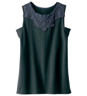 BELLUNA（ベルーナ）の「綿混素材脇汗対策レース重ねインナー（タンクトップ・キャミソール）」｜スミクロ