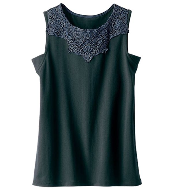 BELLUNA（ベルーナ）の「綿混素材脇汗対策レース重ねインナー（タンクトップ・キャミソール）」｜スミクロ