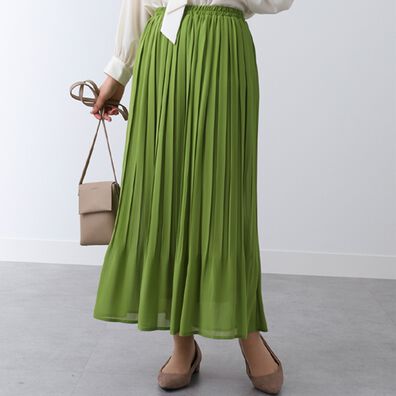 BELLUNA（ベルーナ）の「シフォンプリーツカラースカート（ロングスカート）」