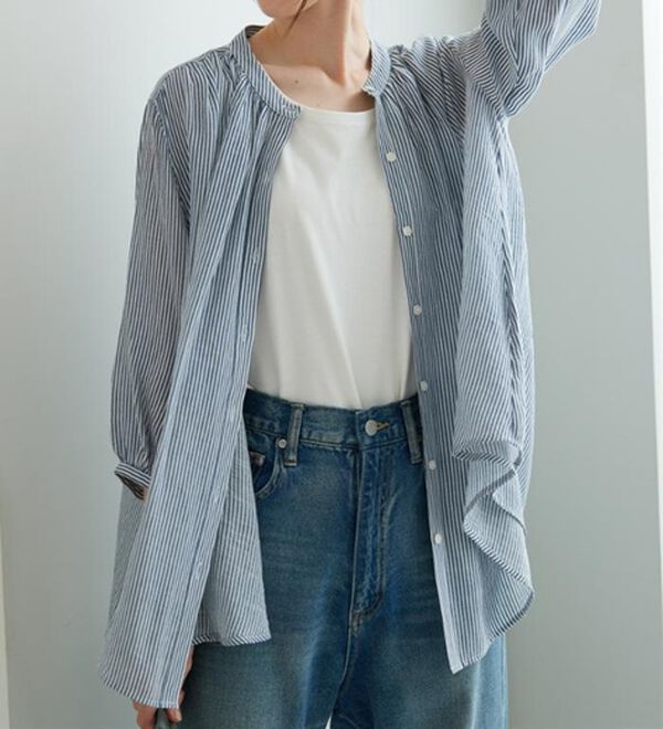 BELLUNA（ベルーナ）の「スラブ素材ギャザーデザインブラウス（ブラウス）」｜詳細画像