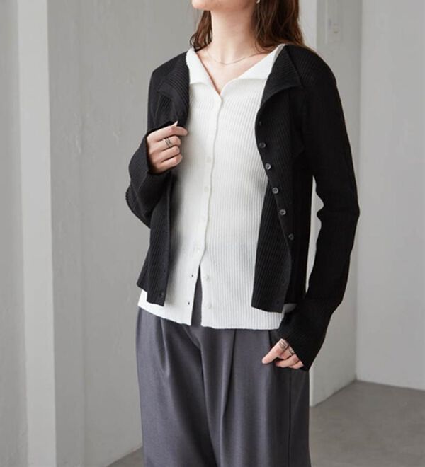 RANAN（ラナン）の「レイヤード配色ニットカーディガン（ニットカーディガン）」｜詳細画像