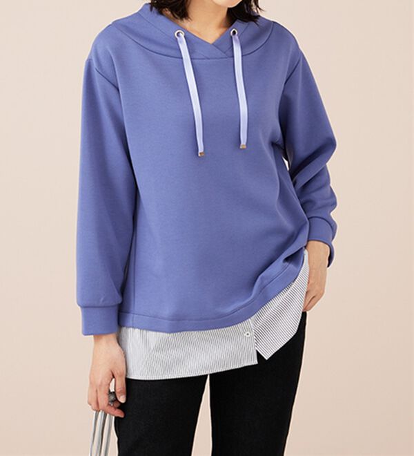 BELLUNA（ベルーナ）の「ワイドネックデザインシャツ切替チュニック（チュニック）」｜詳細画像