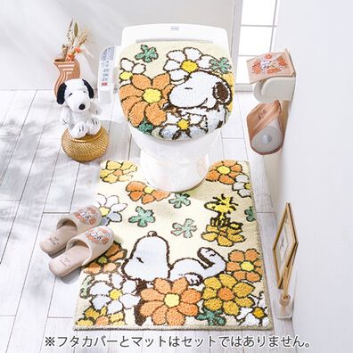 「お花いっぱいスヌーピートイレタリー（トイレマット）」