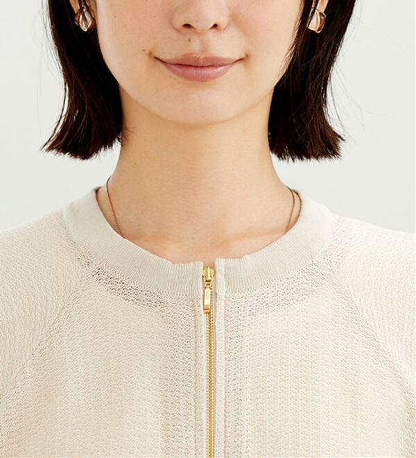 BELLUNA（ベルーナ）の「ジッパー使い透かし編ニットカーディガン（ニットカーディガン）」｜詳細画像