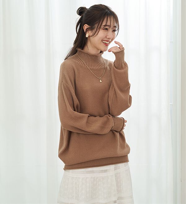 BELLUNA（ベルーナ）の「肌と仲良くなれる鹿のこ編ウォッシャブルニット（ニット・セーター）」｜詳細画像