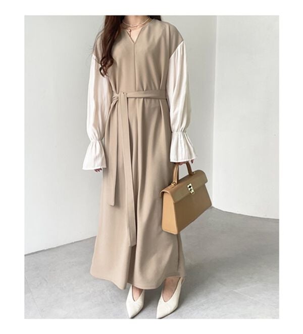 GeeRA（ジーラ）の「ブラウスレイヤード風ドッキングワンピース（カットソーワンピース）」｜詳細画像