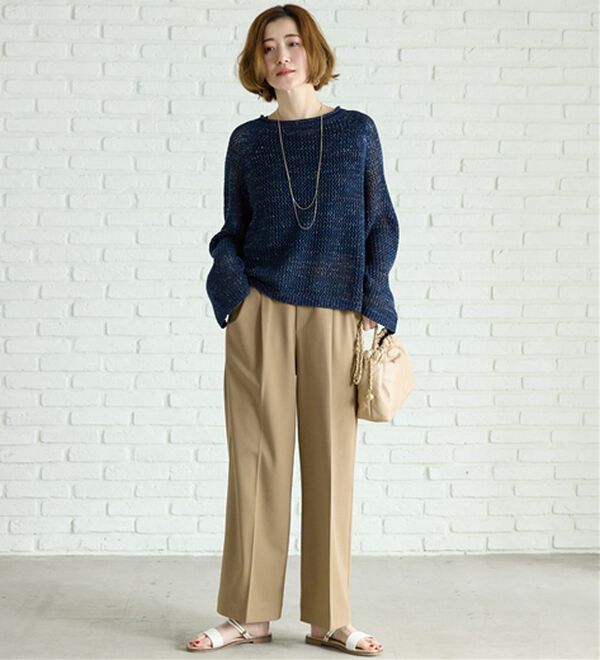 BELLUNA（ベルーナ）の「スパンコール付透かし編みニットプルオーバー（ニット・セーター）」｜詳細画像