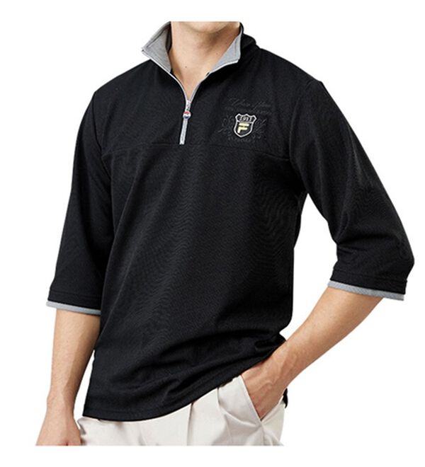 「【３色組】＜フィラ＞エレガント刺しゅうジップハイネック（メンズニット・セーター）」｜詳細画像