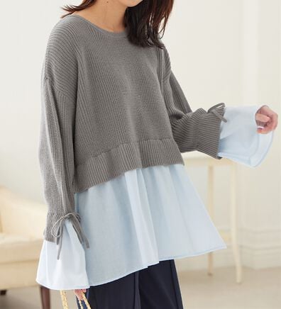 alotta（アロッタ）の「ブラウスドッキングフレアー袖ニット（ニット・セーター）」