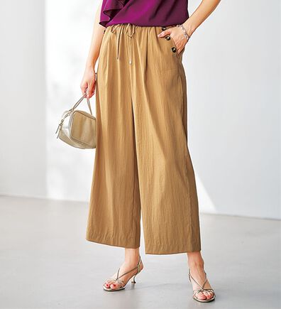 BELLUNA（ベルーナ）の「サラリ快適！ボタン使いビンテージ調ワイドパンツ（ワイドパンツ・ガウチョ）」