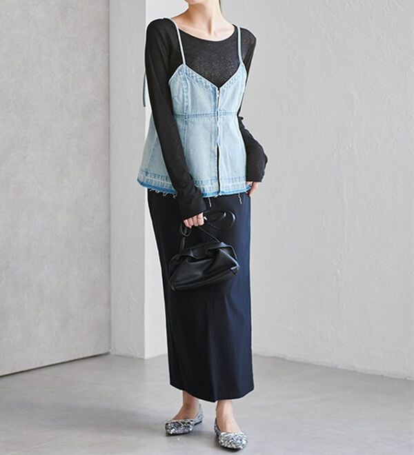 RANAN（ラナン）の「デニム素材キャミビスチェ（タンクトップ・キャミソール）」｜詳細画像