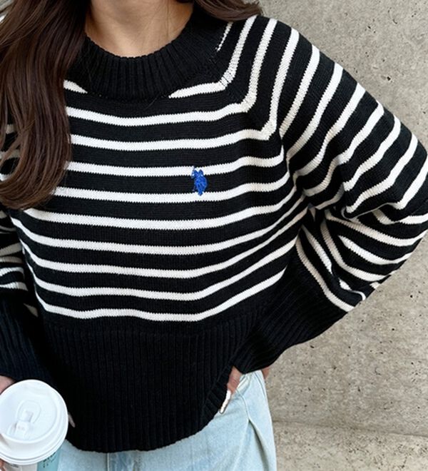 GeeRA（ジーラ）の「【ＵＳ．ＰＯＬＯ　ＡＳＳＮ】ショート丈ニット（ニット・セーター）」｜詳細画像