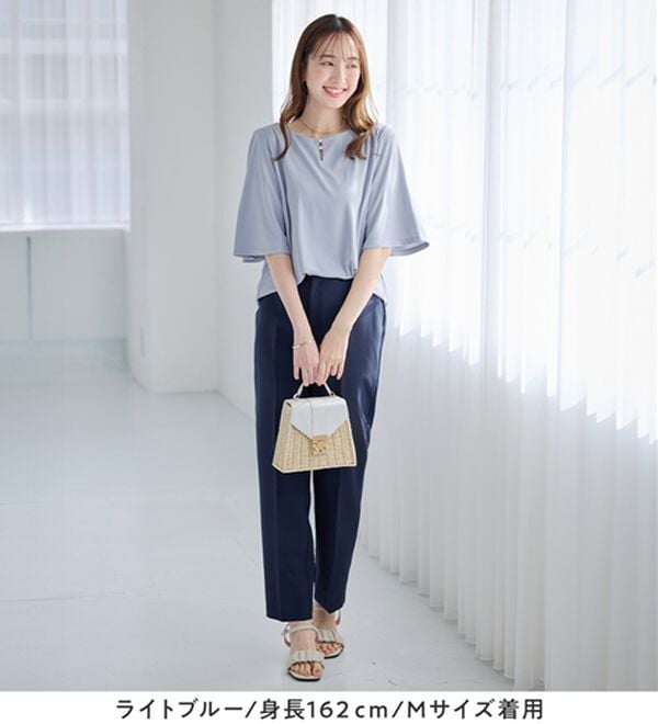 alotta（アロッタ）の「パールデザイン５分袖Ｔシャツブラウス（ブラウス）」｜詳細画像