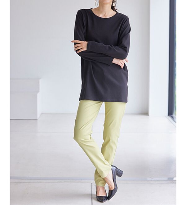 RANAN（ラナン）の「＜ＢＣ＞綿１００％&times;吸湿発熱！あったか裾スリットロングプルオーバー（カットソー）」｜詳細画像