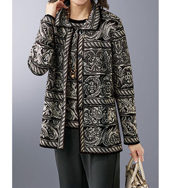 BELLUNA（ベルーナ）の「ラメ入りジャカードニットジャケットアンサンブル（アンサンブル）」｜詳細画像