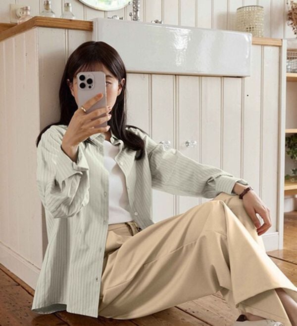 CHAN ME（チャンミ）の「ドビーストライプシャツ（シャツ）」｜詳細画像