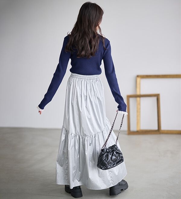 RANAN（ラナン）の「【春色追加】シアーフリル袖ハイネックリブニット（ニット・セーター）」｜詳細画像