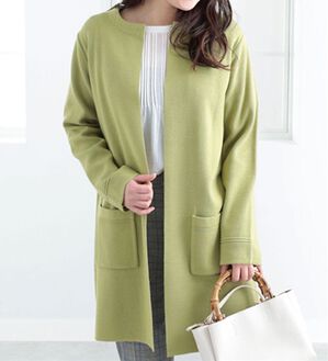 BELLUNA（ベルーナ）の「嬉しい機能付！ミラノリブカーディガン（ニットカーディガン）」｜イエローグリーン