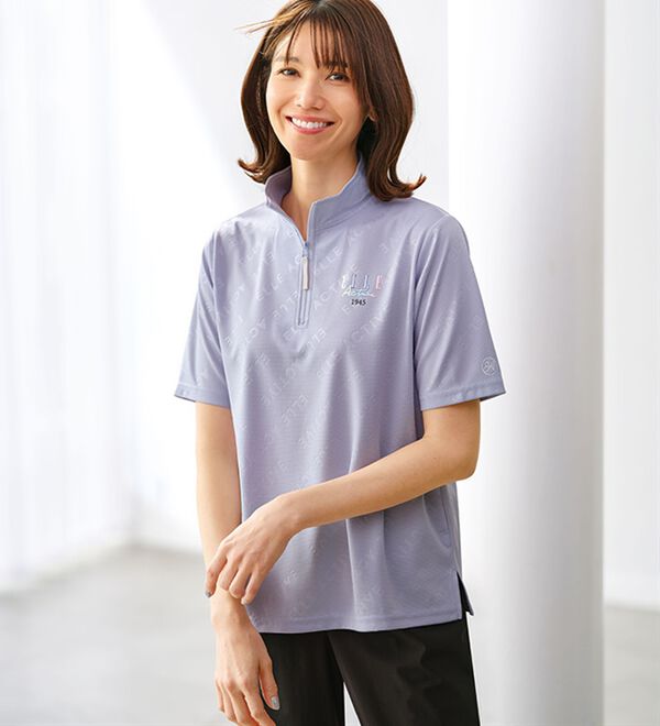 BELLUNA（ベルーナ）の「＜ＥＬＬＥ　Ａｃｔｉｖｅ＞総柄ハーフジッププルオーバー（カットソー）」｜詳細画像