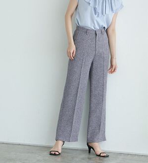 Pierrot（ピエロ）の「【選べる丈】サマーツイードセンタープレスパンツ（フルレングスパンツ）」｜ネイビー
