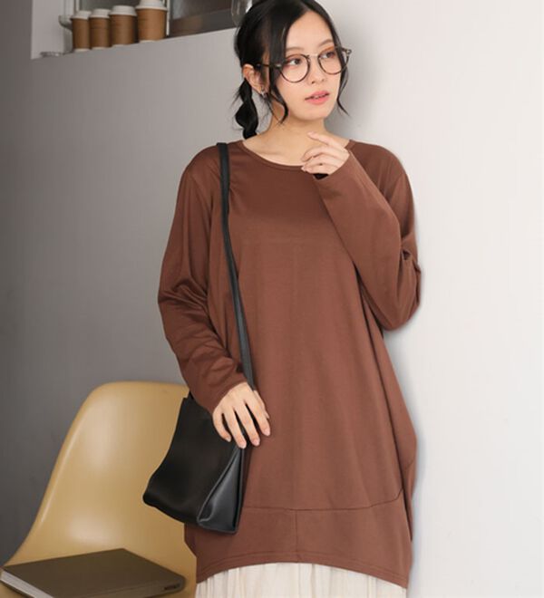 A HAPPY MARILYN（アハッピーマリリン）の「【Ｍ～８Ｌ】長袖・七分袖・半袖 コクーン シルエット チュニック（チュニック）」｜詳細画像