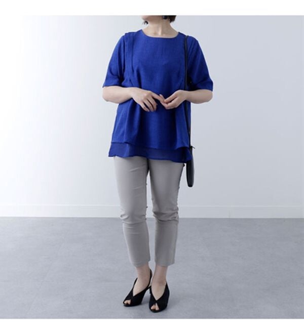 BELLUNA（ベルーナ）の「麻調素材シフォン重ねデザインブラウス（ブラウス）」｜詳細画像