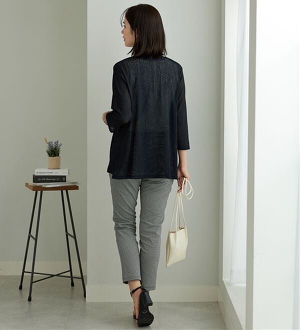 BELLUNA（ベルーナ）の「メッシュ素材トッパーカーディガン（ニットカーディガン）」｜詳細画像