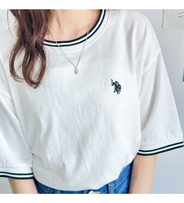 GeeRA（ジーラ）の「【ＵＳ．ＰＯＬＯ．ＡＳＳＮ】ライン配色Ｔシャツ（Tシャツ）」｜詳細画像