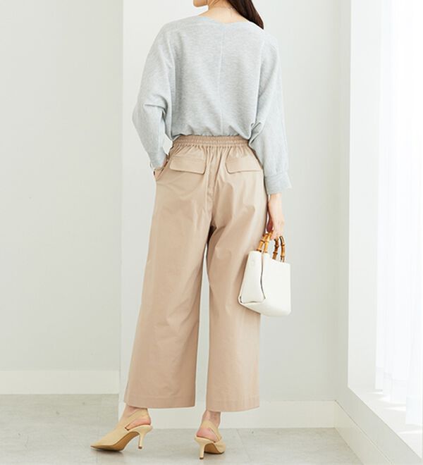 BELLUNA（ベルーナ）の「サラリ綿混ボタン使いワイドパンツ（ワイドパンツ・ガウチョ）」｜詳細画像