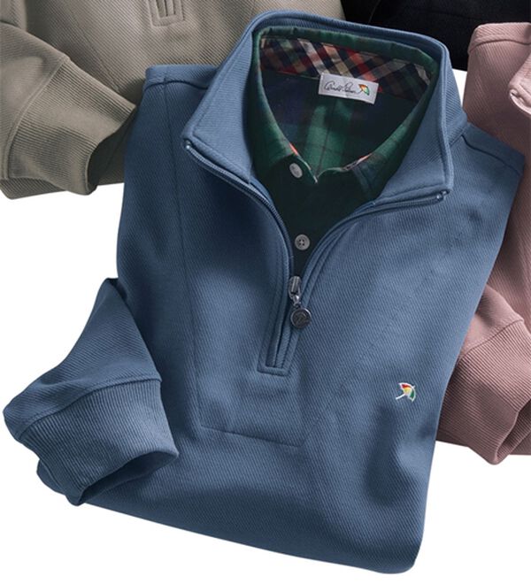 「＜アーノルド　パーマー＞シャツレイヤードカルゼトレーナー（メンズトレーナー）」｜ブルーグレー