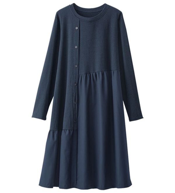 BELLUNA（ベルーナ）の「【２枚組】異素材切替デザインチュニックワンピース（チュニック）」｜詳細画像