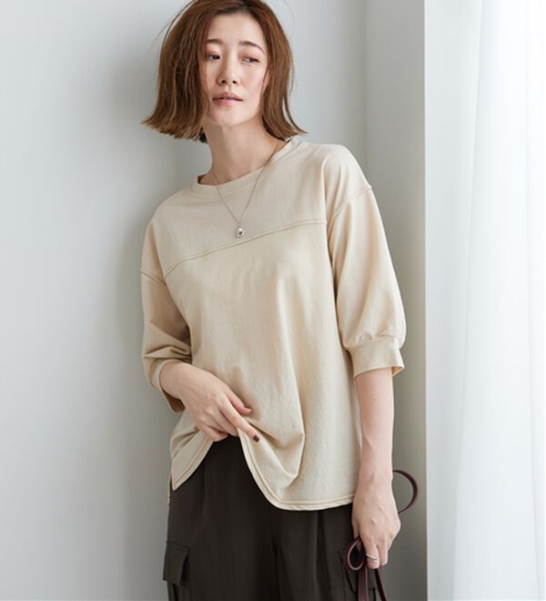 BELLUNA（ベルーナ）の「配色ステッチデザインプルオーバー（カットソー）」｜詳細画像