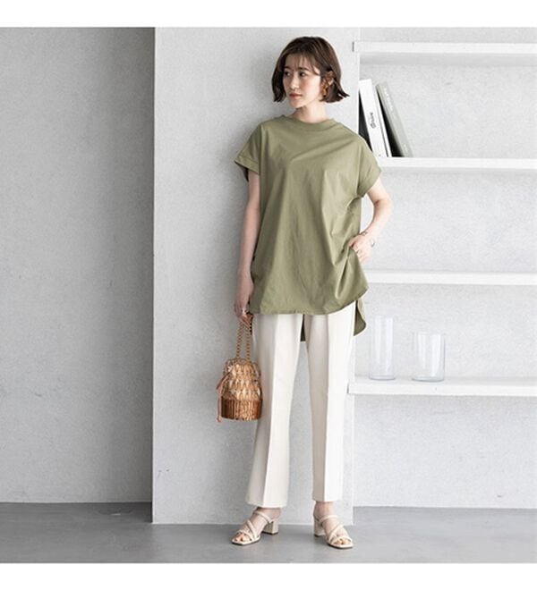 GeeRA（ジーラ）の「綿１００％フレンチスリーブチュニックＴシャツ（カットソー）」｜詳細画像